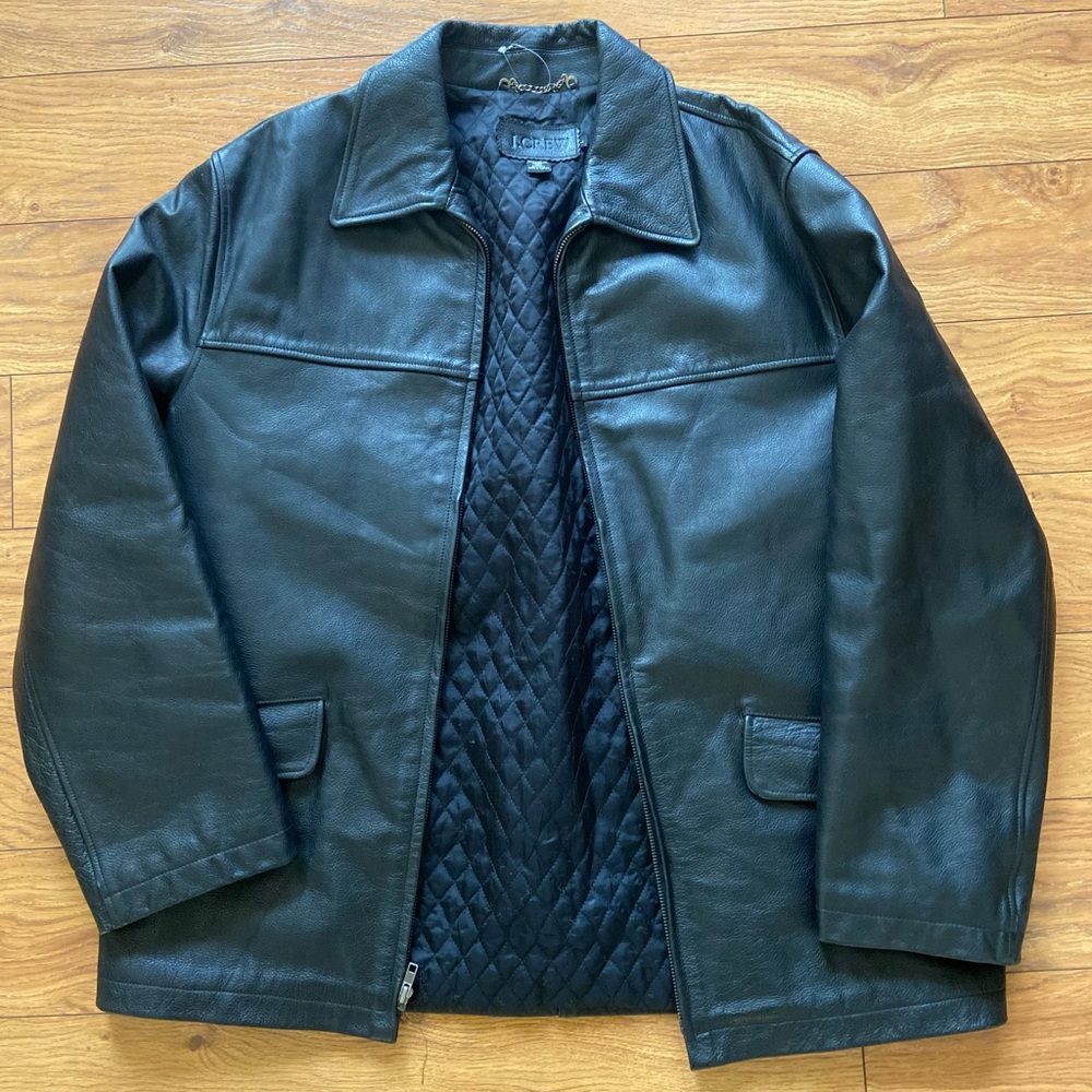 J. Crew Black Leather Jacket mens L